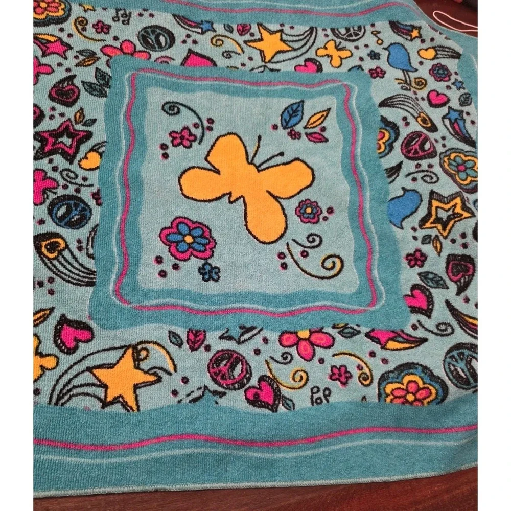 Vintage Y2K Groovy Teal Beach Towel 58